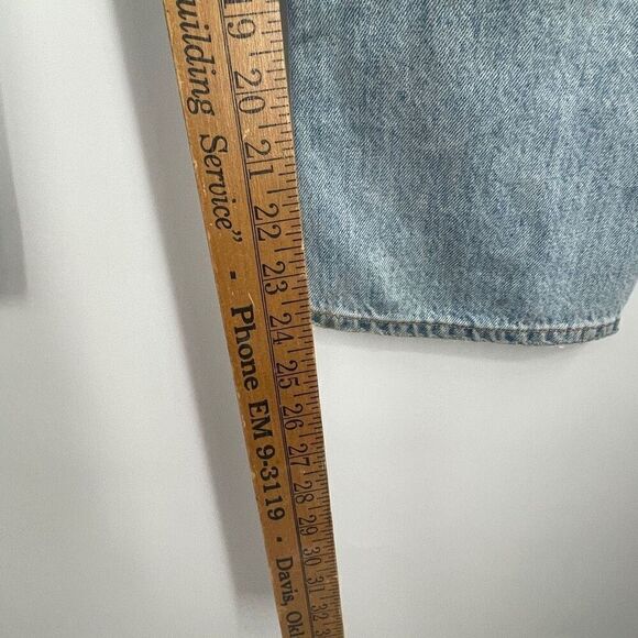 Agolde Blue Distressed Button Fly Cotton Riley High Rise Straight Jeans Size 28 - Picture 7 of 9